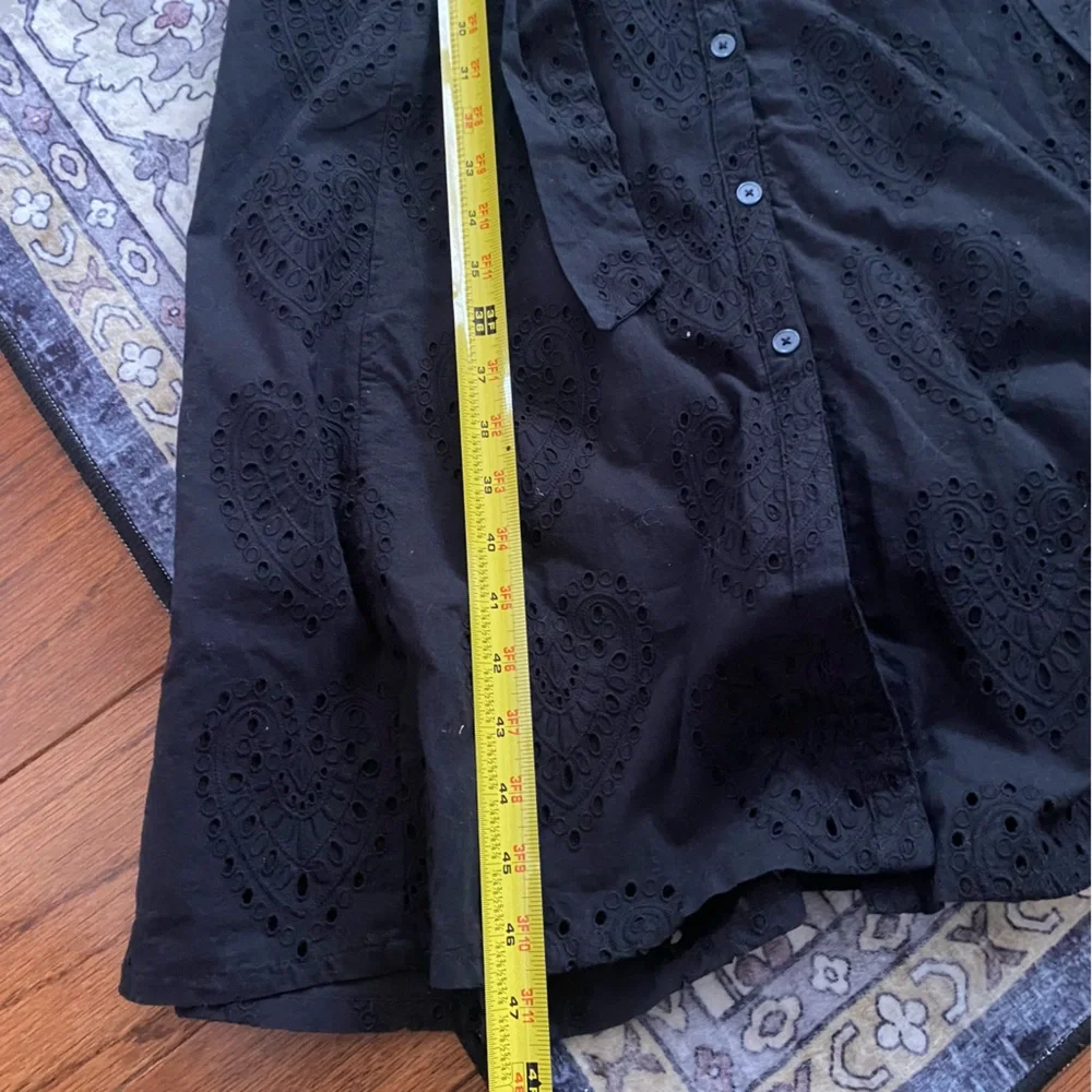 Boden Black Eyelet Button-Front Midi Dress - Picture 4 of 14